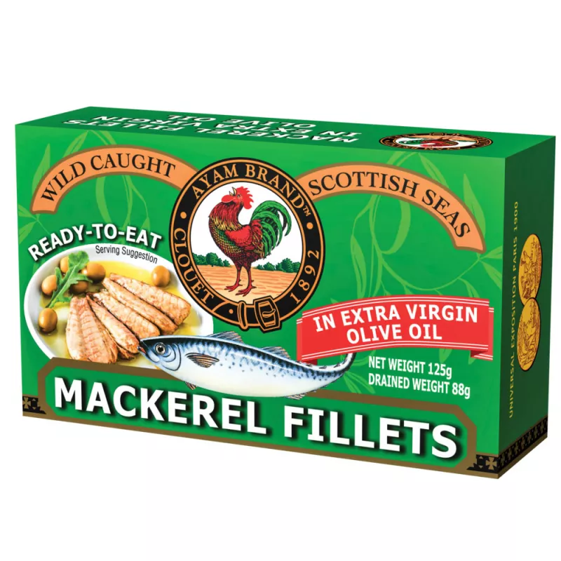 [Ayam brand] 125g Canned Mackerel Fish Extra Virgin Olive Oil MD Keto Home & Garden Malaysia